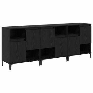 vidaXL Dressoirs 3 st Zwart Eiken 60 x 35 x 70 cm Bewerkt hout