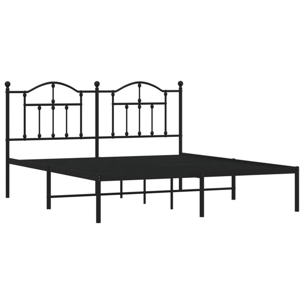 vidaXL Bedframe met hoofdbord metaal zwart 180x200 cm