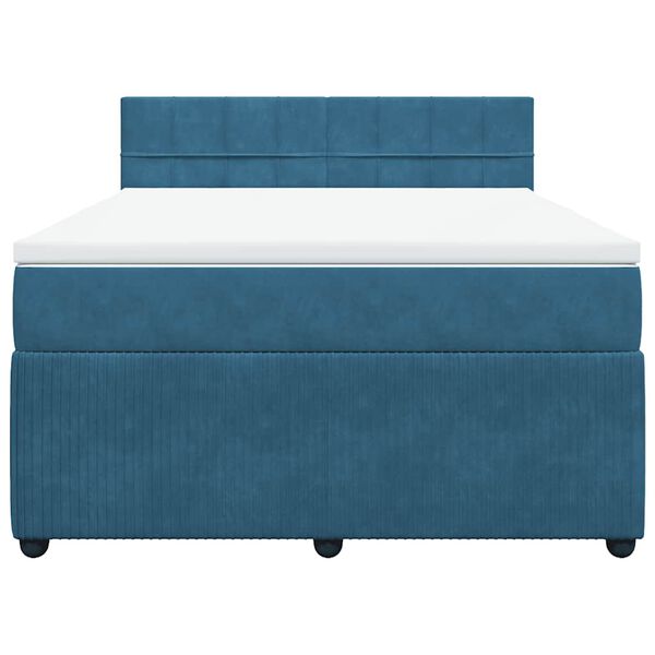 vidaXL Boxspring met matras fluweel blauw 140x200 cm
