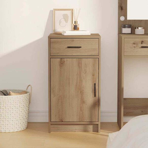 vidaXL Dressoir met lade Artisan Eiken 40 x 40,5 x 75 cm Bewerkt hout