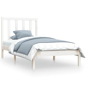 vidaXL Bedframe massief grenenhout wit 75x190 cm