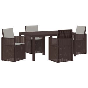 vidaXL Tuin eettafelset met kussen 5 pcs Bruin en lichtgrijs PP