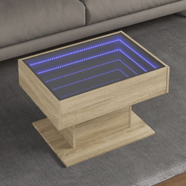 vidaXL Salontafel met LED 70x50x45 cm bewerkt hout sonoma eikenkleurig