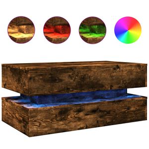 vidaXL Salontafel met LED-verlichting 90x50x40 cm gerookt eikenkleurig