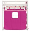 vidaXL Stapelbed met gordijnen 90x200 cm grenenhout roze