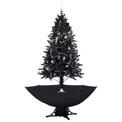 vidaXL Kerstboom sneeuwend met paraplubasis 190 cm PVC zwart