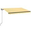 vidaXL Luifel automatisch met LED en windsensor 350x250 cm geel en wit