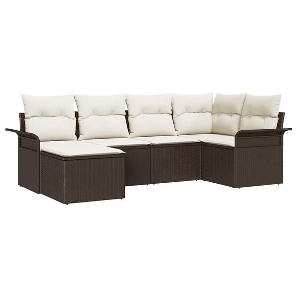 vidaXL Tuin Sofa Set met kussen 6 pcs Bruin poly rattan