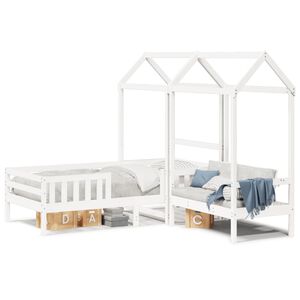 vidaXL Kinderbed met huisje en bankje massief grenenhout wit 80x200 cm