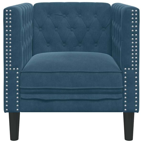 vidaXL Fauteuil Chesterfield-stijl fluweel blauw