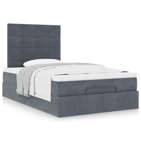 vidaXL Ottoman bed met matrassen 120x200cm fluweel donkergrijs