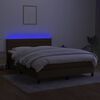 vidaXL Boxspring met matras en LED stof donkerbruin 140x190 cm