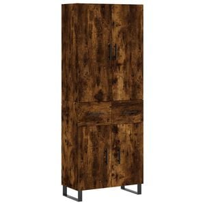 vidaXL Hoge kast 69,5x34x180 cm bewerkt hout gerookt eikenkleurig