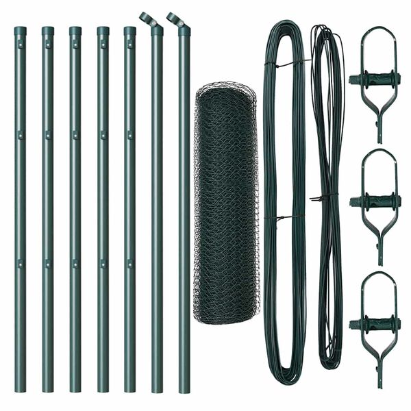 vidaXL Afrasteringspaal Groen 10 x 0,6 m (25 mm gaas) Staal en PVC