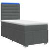 vidaXL LED Boxspring Bed met Matras Donkergrijs 90 x 190 cm Stof