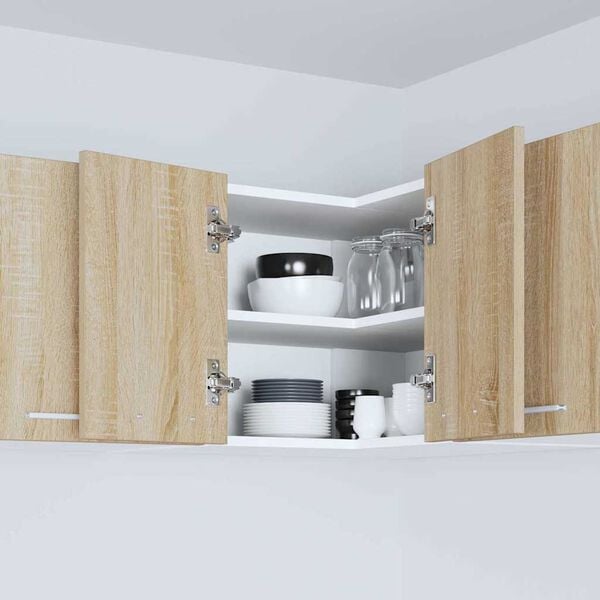 vidaXL Hangkast Sonoma Eik en Wit 57 x 57 x 40 cm Bewerkt hout