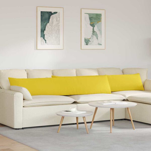 vidaXL Sofa Kussens 2 stuks Lichtgeel 200 x 40 cm Stof