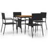 vidaXL 5-delige Tuinset poly rattan zwart