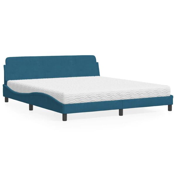 vidaXL Bed met matras "Dover" fluweel blauw 180x200 cm