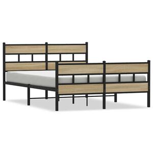 vidaXL Bedframe zonder matras metaal sonoma eikenkleurig 150x200 cm