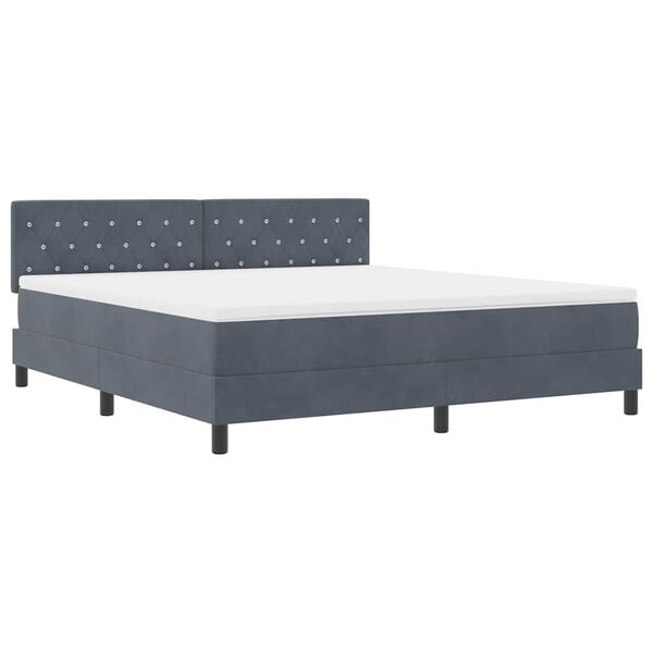 vidaXL Boxspringbed met matras Donkergrijs 180 x 200 cm Fluweel