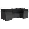 vidaXL 6-delige Loungeset met kussens poly rattan zwart