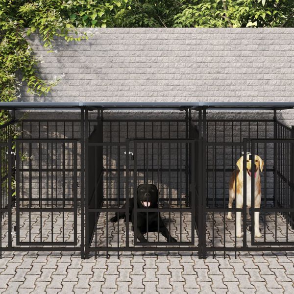 vidaXL Hondenkennel met dak 13,14 m&sup2; staal
