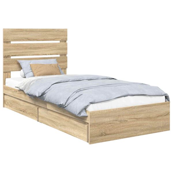 vidaXL Opslag bed met lade Sonoma Eiken 100 x 200 cm Bewerkt hout