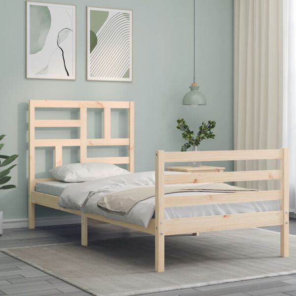 vidaXL Bedframe met hoofdbord massief hout