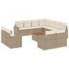 vidaXL 12-delige Loungeset met kussens poly rattan beige