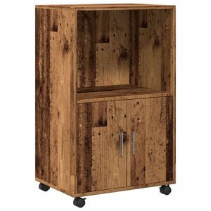 vidaXL Rolkast 55x40x91 cm bewerkt hout oud houtkleurig