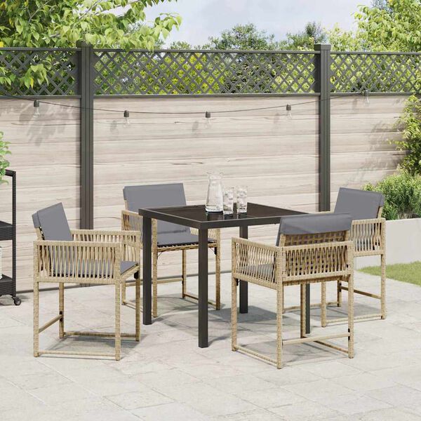 vidaXL Tuin eettafelset 5 pcs Beige poly rattan