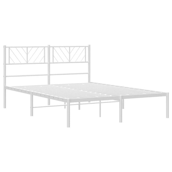 vidaXL Bedframe met hoofdbord metaal wit 120x200 cm