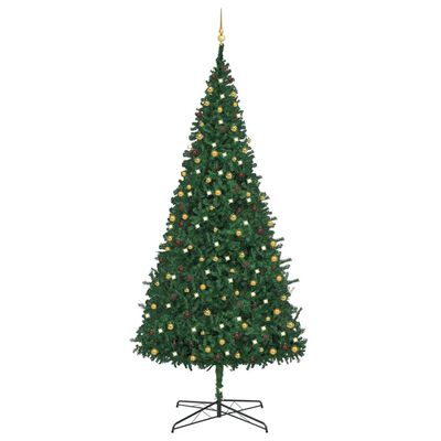 vidaXL Kunstkerstboom met verlichting en kerstballen 400 cm groen