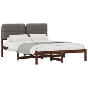 vidaXL Bedframe met gestoffeerd hoofdbord Donkerbruin en lichtgrijs
