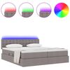 vidaXL Bed met LED-striplichten met hoofdeinde Taupe 180 x 200 cm Stof