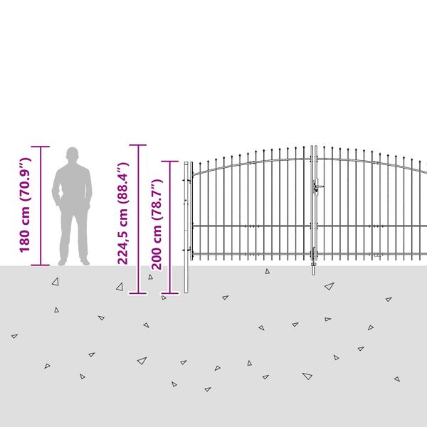 vidaXL Poort 1,5x4 m staal zwart