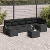 vidaXL Bankstel met kussen met opslag 8 pcs Zwart poly rattan