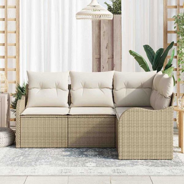 vidaXL Tuin Sofa Set met opslag 4 pcs Beige poly rattan