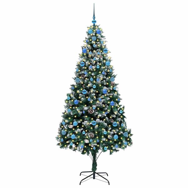 vidaXL Kunstkerstboom Groen 210 cm PVC en Staal en Kunststof