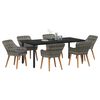 vidaXL Tuin eettafelset met kussen 7 pcs Grijs poly rattan