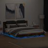 vidaXL Bedframe met hoofdbord en LED gerookt eikenkleur 200x200 cm