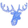 vidaXL Hertenkop met 140 LED Blauw 68 x 36,5 x 62,5 cm Acryl