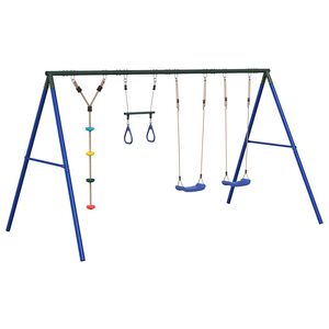 vidaXL Schommelset met schommels, trapeze en klimschommel met schijven