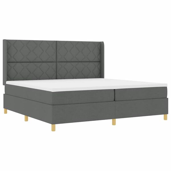 vidaXL Boxspringbed met matras Donkergrijs 200 x 200 cm Stof
