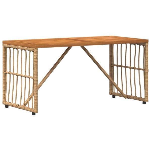 vidaXL Buiten Tafel Naturel 80 x 40 x 40 cm Staal en Poly Rattan