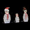 vidaXL Verlichte Sneeuwpop Familie 3 pcs Warmwit Polyester