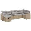 vidaXL 7-delige Loungeset met kussens poly rattan gemengd beige
