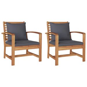 vidaXL Stoel met kussen 2 pcs Bruin en Donkergrijs 65 x 60 x 76,5 cm