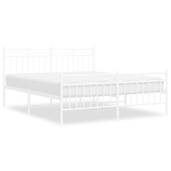 vidaXL Bedframe met hoofd- en voeteneinde metaal wit 150x200 cm
